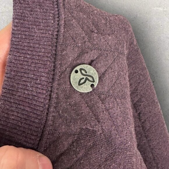 Prana Purple Silverspring Crewneck Pullover Sweater Plum Size Large Quilted Top - Picture 8 of 10